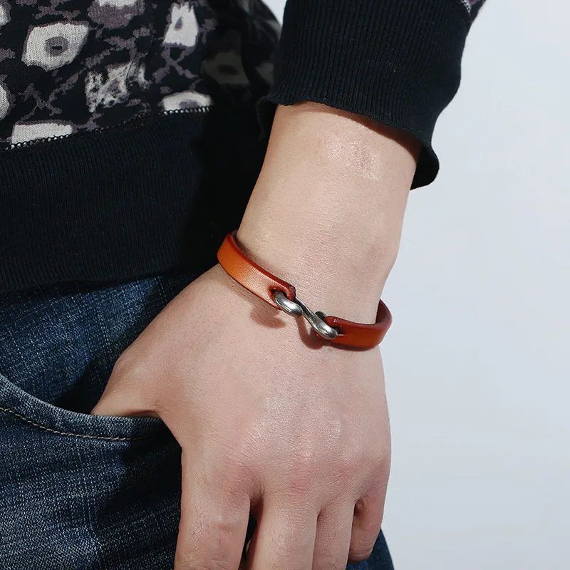 Genuine Leather S Hook Clasp Chic Bracelet Elegant Simple Bangle Men Jewlery Black Brown Cord Bracelet Pulsera Hombre Bijoux
Genuine Leather S Hook Clasp Chic Bracelet Elegant Simple Bangle Men Jewlery Black Brown Cord Bracelet Pulsera Hombre Bijoux
