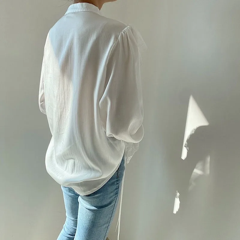 2021 Women Shirts Fashion Tops Loose Blouse Cardigan Clothes Lace Stitching Lantern Long Sleeve Autumn New Black Shirt 15245
2021 Women Shirts Fashion Tops Loose Blouse Cardigan Clothes Lace Stitching Lantern Long Sleeve Autumn New Black Shirt 15245