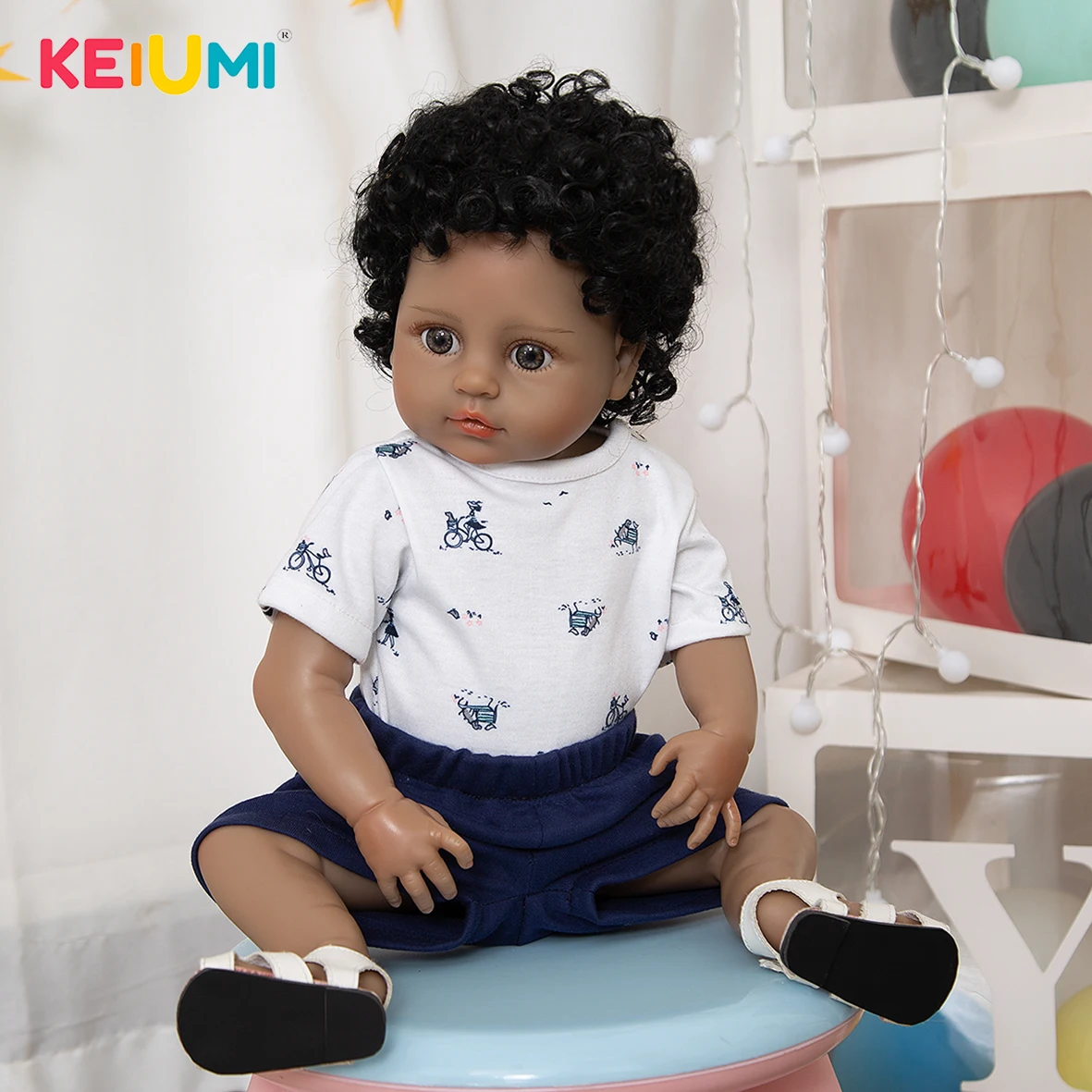 KEIUMI 19 Inch Black Skin Short Curly Hair Reborn Doll Blue Shorts Dress Up Alive Reborn Baby Doll For Children Gift
KEIUMI 19 Inch Black Skin Short Curly Hair Reborn Doll Blue Shorts Dress Up Alive Reborn Baby Doll For Children Gift