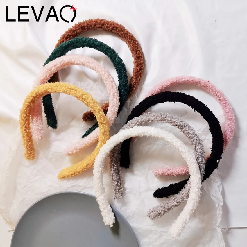 Levao/зимняя плюшевая повязка на голову ярких цветов милые обручи для волос девочек