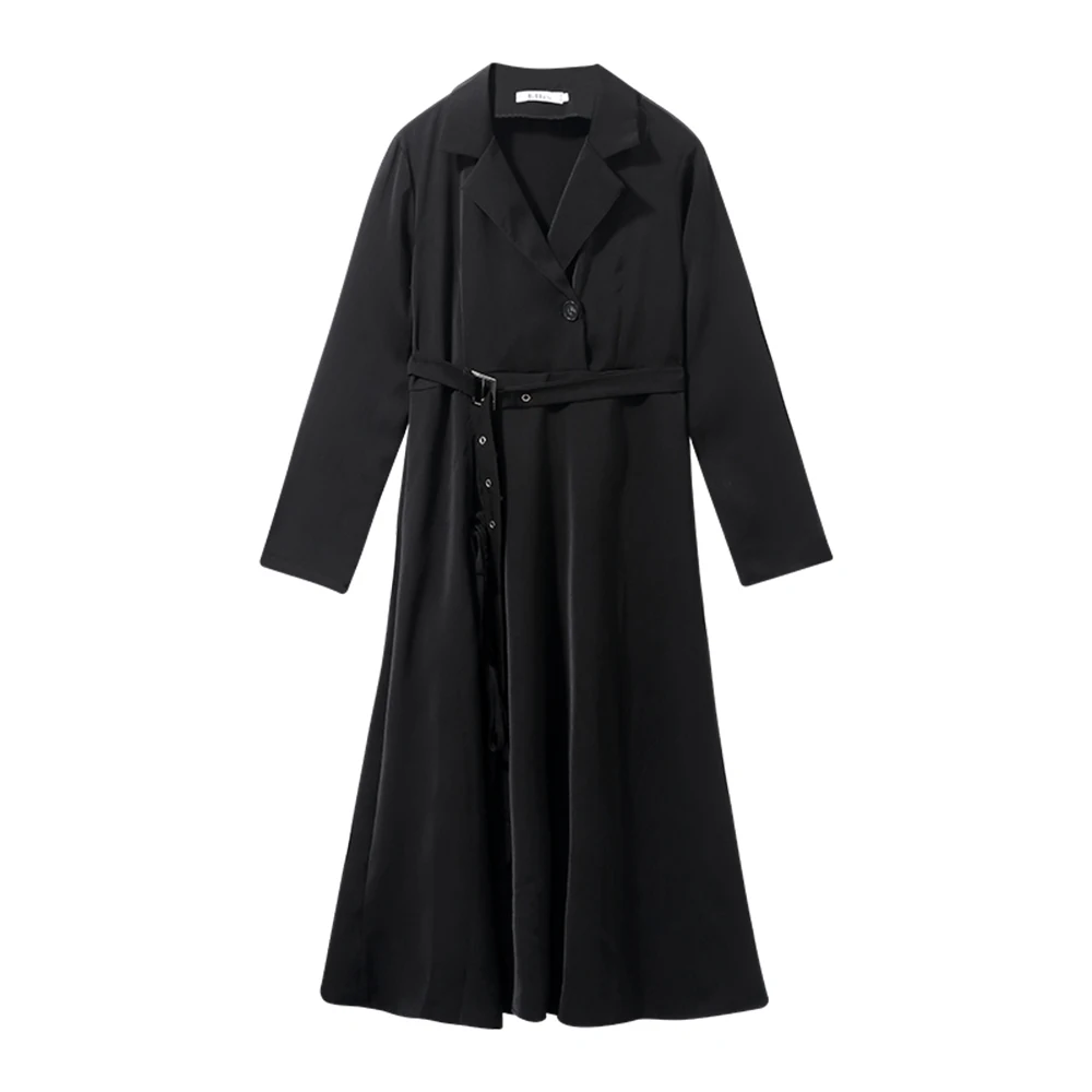 Winter Autumn Women Fashion Black Notched Suit Collar Elegant Design Empire Waist Dress Office Lady Solid Color Casual Slim Robe
Winter Autumn Women Fashion Black Notched Suit Collar Elegant Design Empire Waist Dress Office Lady Solid Color Casual Slim Robe