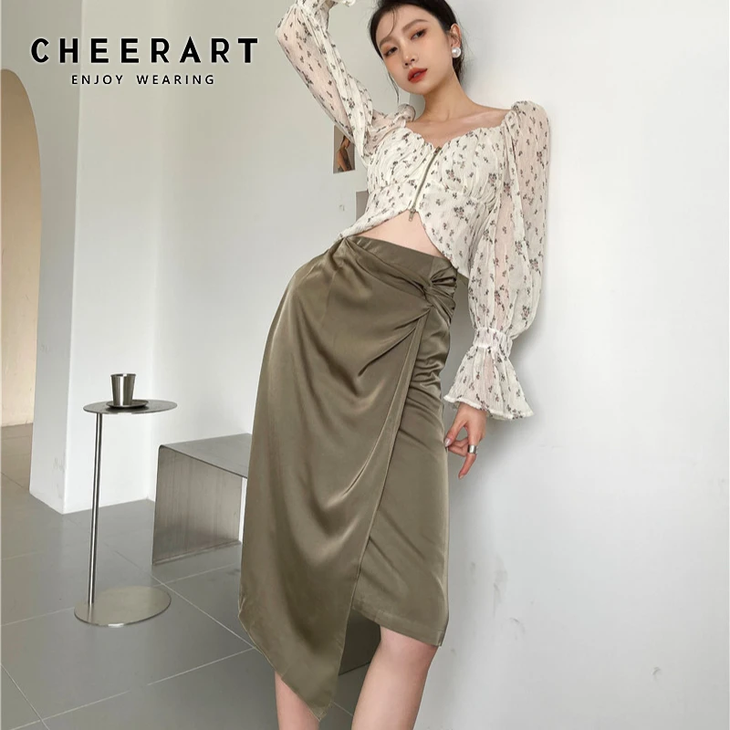 CHEERART Summer High Waisted Wrap Skirt Green Knee Length Bottoms Bodycon Knot Ladies Skirt Women 2021 Fashion Clothing
CHEERART Summer High Waisted Wrap Skirt Green Knee Length Bottoms Bodycon Knot Ladies Skirt Women 2021 Fashion Clothing