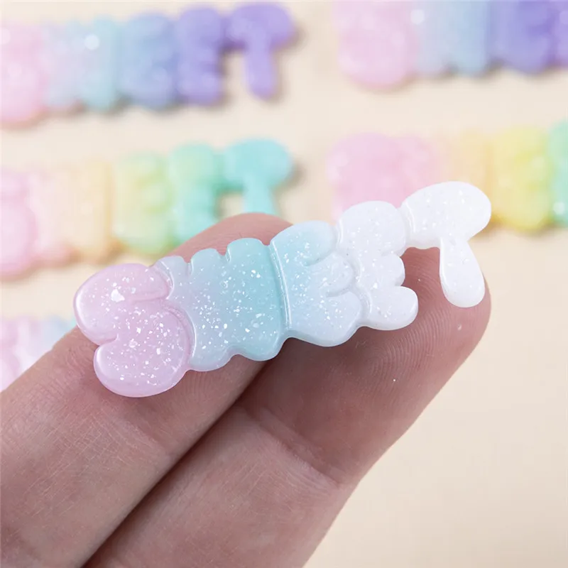 10pcs/lot Gradient Glitter Resin SWEET Charms Resin Pendant DIY Necklace Keychain For Jewelry Accessories No Hole 43*15mm
10pcs/lot Gradient Glitter Resin SWEET Charms Resin Pendant DIY Necklace Keychain For Jewelry Accessories No Hole 43*15mm