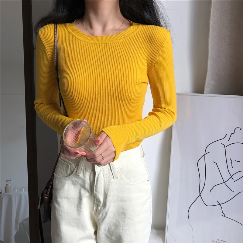 Nice Spring Autumn Woman Thin Knit Jumper O-Neck Solid Long Sleeve Female Sweater Slim Elastic Ladies Pullover for Women Outwear
Nice Spring Autumn Woman Thin Knit Jumper O-Neck Solid Long Sleeve Female Sweater Slim Elastic Ladies Pullover for Women Outwear