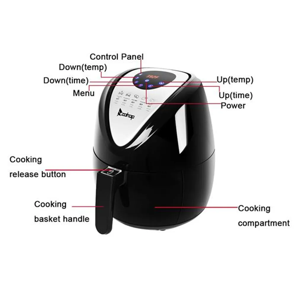 ZOKOP KAF1300P-D1 2.7L 1500W Air Fryer Oven Toaster Rotisserie and Dehydrator With LED Digital Touchscreen Countertop Oven
ZOKOP KAF1300P-D1 2.7L 1500W Air Fryer Oven Toaster Rotisserie and Dehydrator With LED Digital Touchscreen Countertop Oven