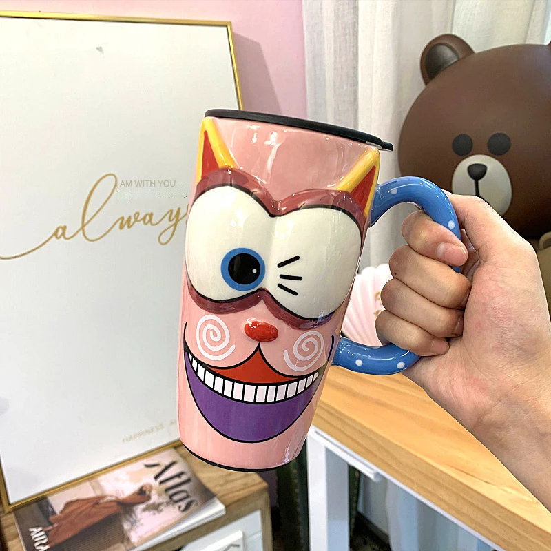 550ml Hand-painted Mug Large Capacity Cartoon Painted Cat Cup Handle Breakfast Milk Cereal Tiger Cups with Cover
550ml Hand-painted Mug Large Capacity Cartoon Painted Cat Cup Handle Breakfast Milk Cereal Tiger Cups with Cover