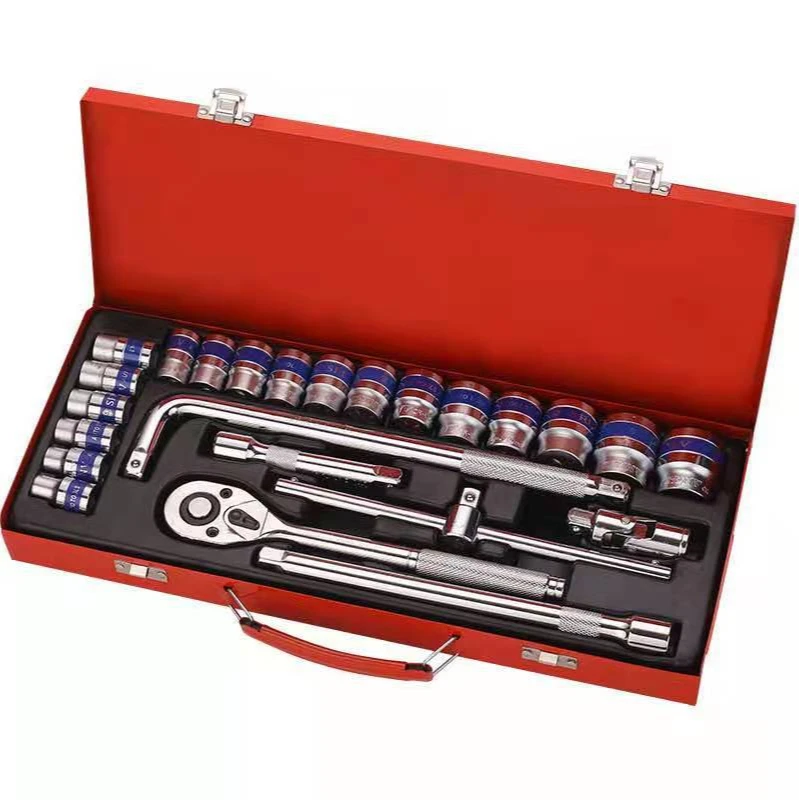 24 pieces iron box car repair tool set auto repair car socket wrench set ratchet wheel quick wrench combination
24 pieces iron box car repair tool set auto repair car socket wrench set ratchet wheel quick wrench combination