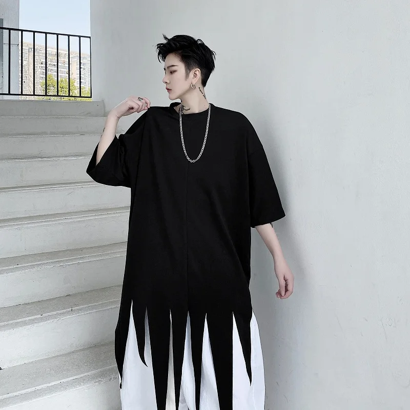 Men Cut Hem Black Short Sleeve Casual T-shirt Male Women Punk Gothic Hip Hop Japan Karajuku Streetwear Teesshirts Mens T Shirts
Men Cut Hem Black Short Sleeve Casual T-shirt Male Women Punk Gothic Hip Hop Japan Karajuku Streetwear Teesshirts Mens T Shirts