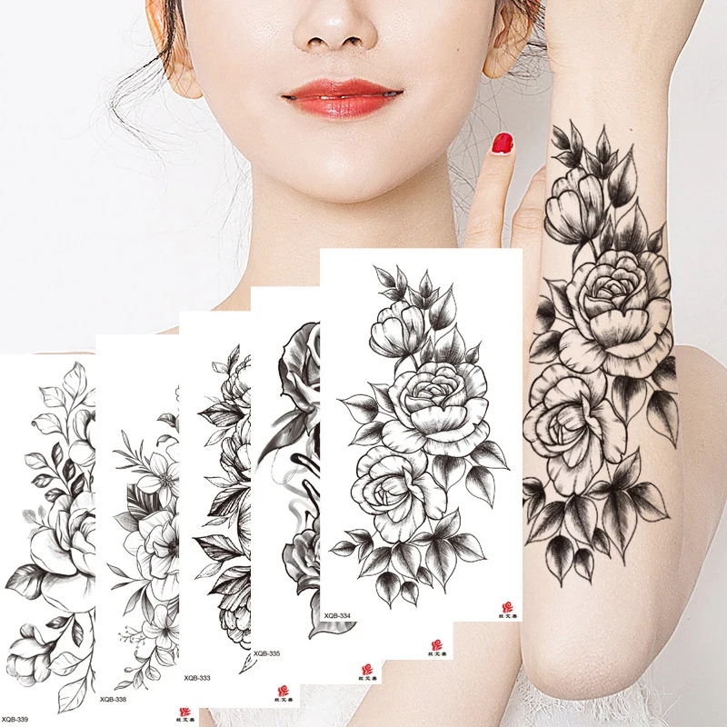 Waterproof Tattoo Temporary Sticker Black Roses Flower Pattern Design Full Flower Arm Body Art Big Large Fake Tattoo Sticker
Waterproof Tattoo Temporary Sticker Black Roses Flower Pattern Design Full Flower Arm Body Art Big Large Fake Tattoo Sticker