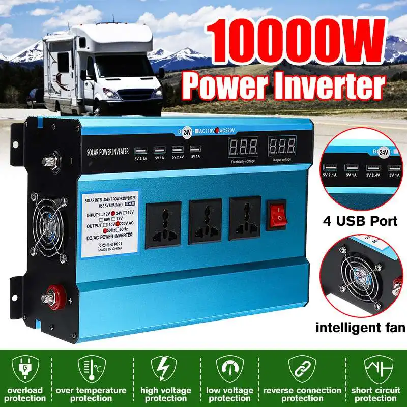12V/24V/48V 10000W Car Solar Power 4 USB Port Inverter Voltage Transformer Power Converter Modified Sine Wave Car Home Inverter
12V/24V/48V 10000W Car Solar Power 4 USB Port Inverter Voltage Transformer Power Converter Modified Sine Wave Car Home Inverter