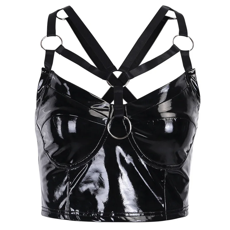 European and American sexy backless patent leather chest-wrapped blouse female Amazon new punk style pu nightclub women's
European and American sexy backless patent leather chest-wrapped blouse female Amazon new punk style pu nightclub women's