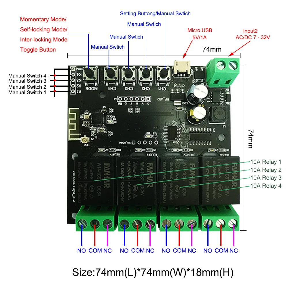 DC5V 32V Wifi Relay Switch Module Remote Control Inching Self-Lock Wireless Delay Relay Smart Home
DC5V 32V Wifi Relay Switch Module Remote Control Inching Self-Lock Wireless Delay Relay Smart Home