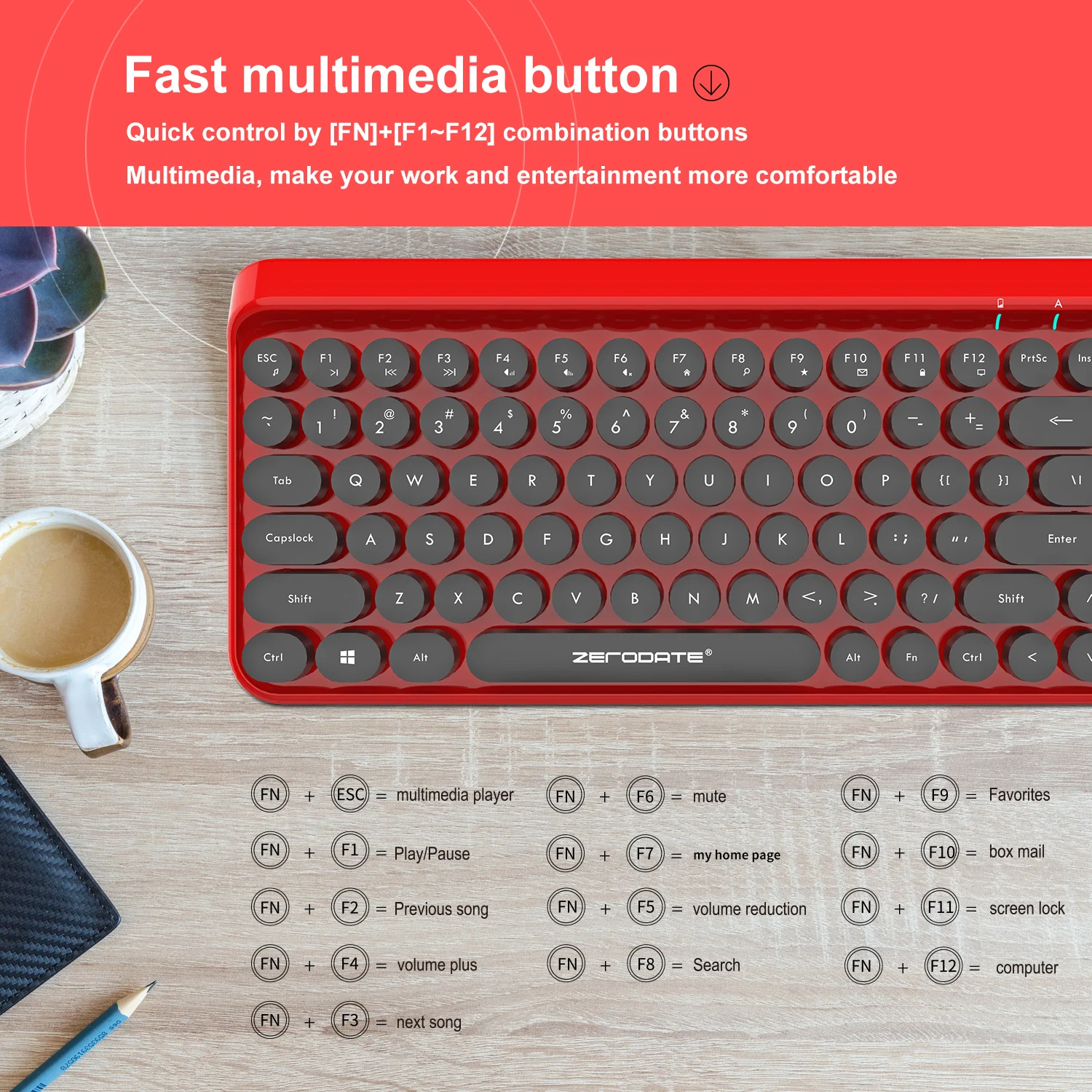 Zero Punk Retro Dot Keyboard Office Notebook Wireless Keyboard and Mouse Set 2.4G 1600DPI 84-Keys Keyboard
Zero Punk Retro Dot Keyboard Office Notebook Wireless Keyboard and Mouse Set 2.4G 1600DPI 84-Keys Keyboard