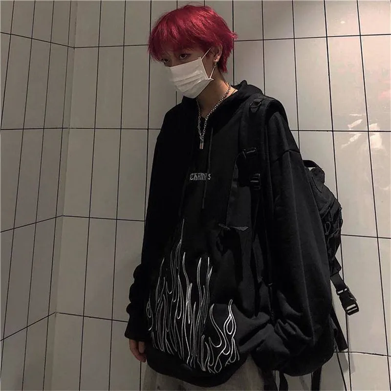 2021 Black Autumn Fire Print Hoodies Women Casual Loose Hip Hop Sweatshirts Womens Korean High Street Harajuku Hoodies Men Women
2021 Black Autumn Fire Print Hoodies Women Casual Loose Hip Hop Sweatshirts Womens Korean High Street Harajuku Hoodies Men Women