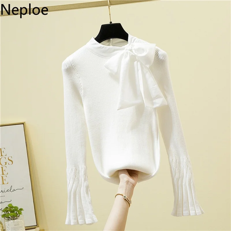 Neploe Women Sweater 2021 Korean Fashion Knit Tops Elegant Woman Sweaters Fall Bandage Pullover Plus Size Clothes Y2K Jumper | Женская