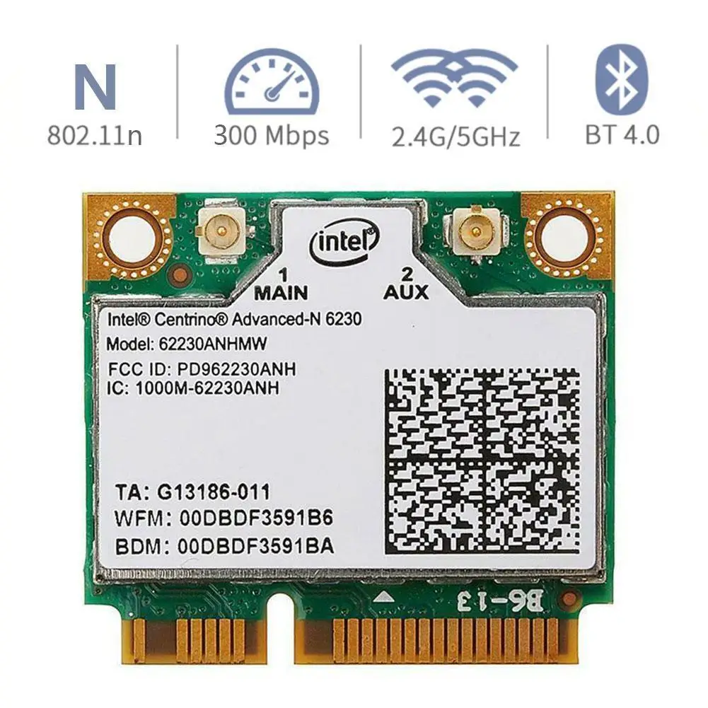 1 шт. Двухдиапазонная Беспроводная мини PCI-E сеть Wlan Wifi 300 BT 2021 карта 6230 62230ANHMW 802.11a/B/G/N карта WiFi PCI-E для Int A3T8
1 шт. Двухдиапазонная Беспроводная мини PCI-E сеть Wlan Wifi 300 BT 2021 карта 6230 62230ANHMW 802.11a/B/G/N карта WiFi PCI-E для Int A3T8