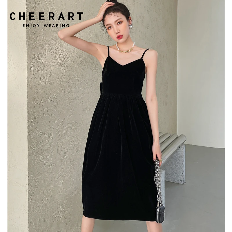 CHEERART Backless Velvet Black Evening Dresses Fall Clothes For Women Party Bow Spaghetti Strap Long Midi Slip Dress Clothing
CHEERART Backless Velvet Black Evening Dresses Fall Clothes For Women Party Bow Spaghetti Strap Long Midi Slip Dress Clothing