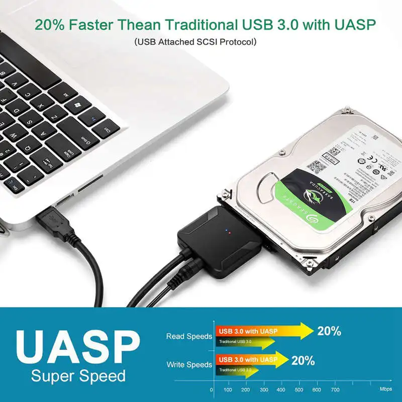 Адаптер питания 12 В 2 А переменный/постоянный ток Usb 3 0 к Sata кабель-преобразователь