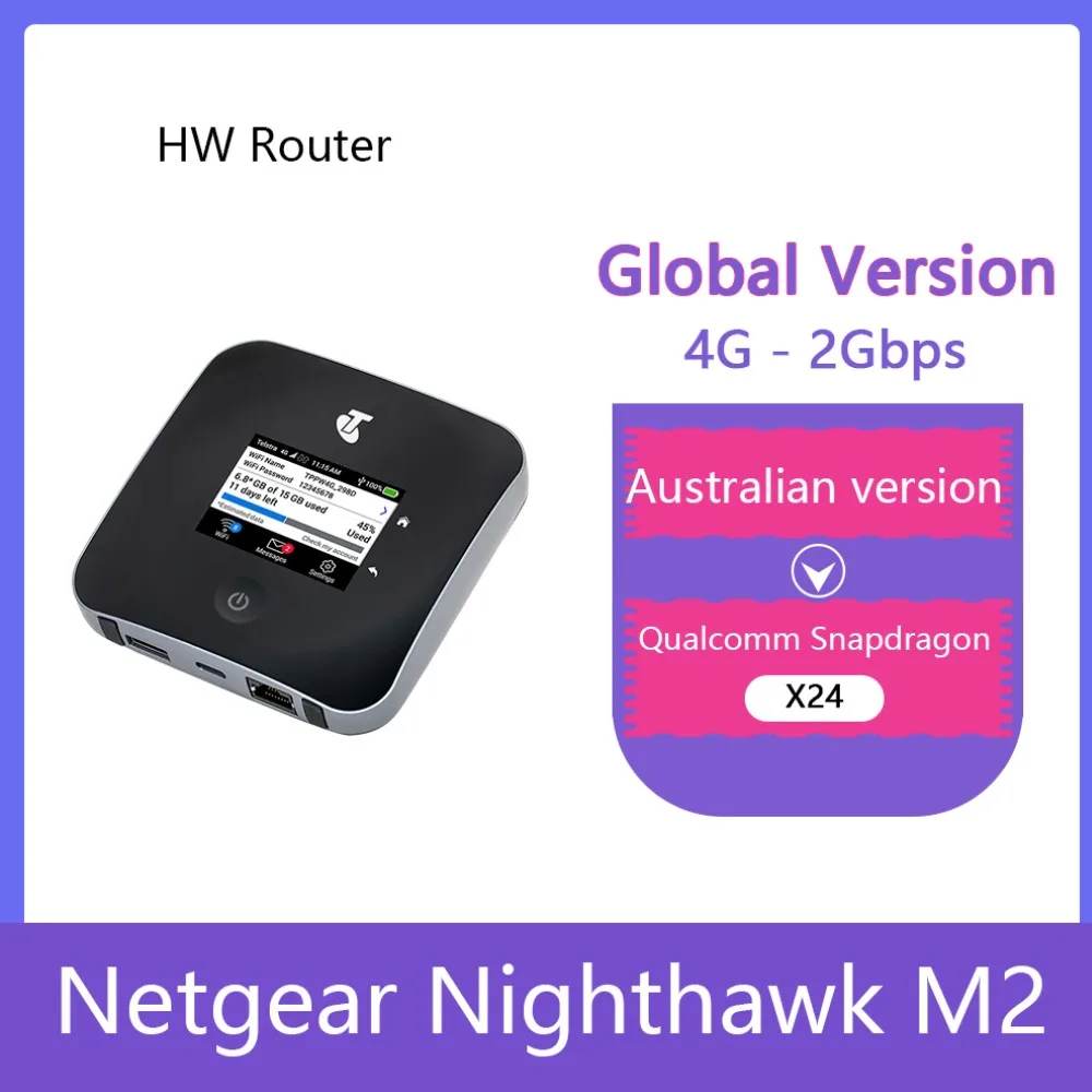 

Unlocked Netgear Nighthawk M2 MR2100 cat20 4GX Gigabit 4G 2Gbps 5CA Mobile WiFi Hotspot RJ45 router+2PCS 5dai Antennas