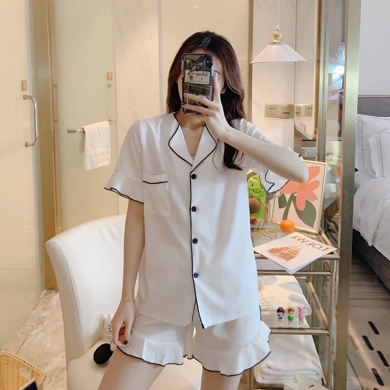 Пижама женская тонкая из вискозы, повседневный Удобный свободный спортивный костюм, однотонный кружевной короткий топ с V-образным вырезом,...
Пижама женская тонкая из вискозы, повседневный Удобный свободный спортивный костюм, однотонный кружевной короткий топ с V-образным вырезом,...