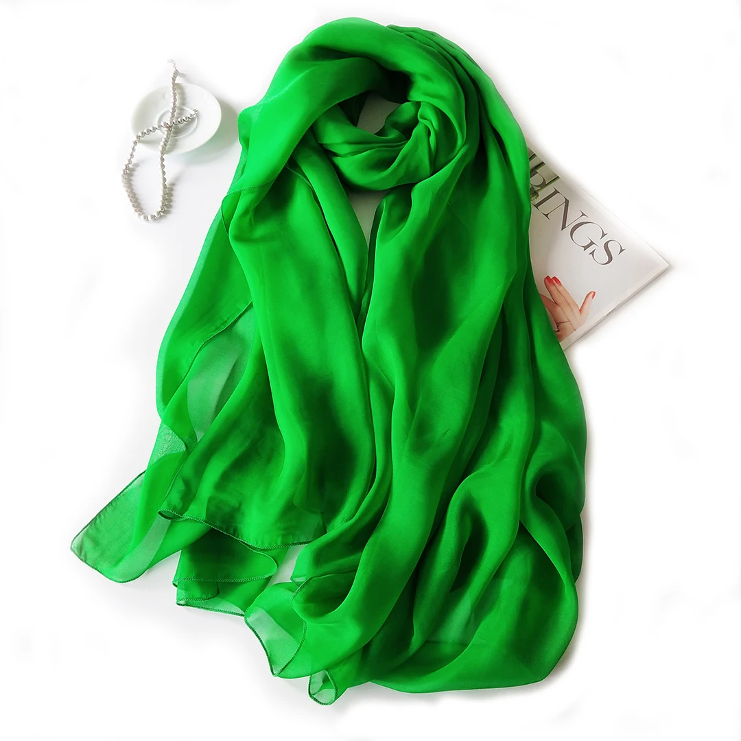

Женский шелковый шарф, тонкий длинный весенний и осенний шарф, модный белый солнцезащитный шарф