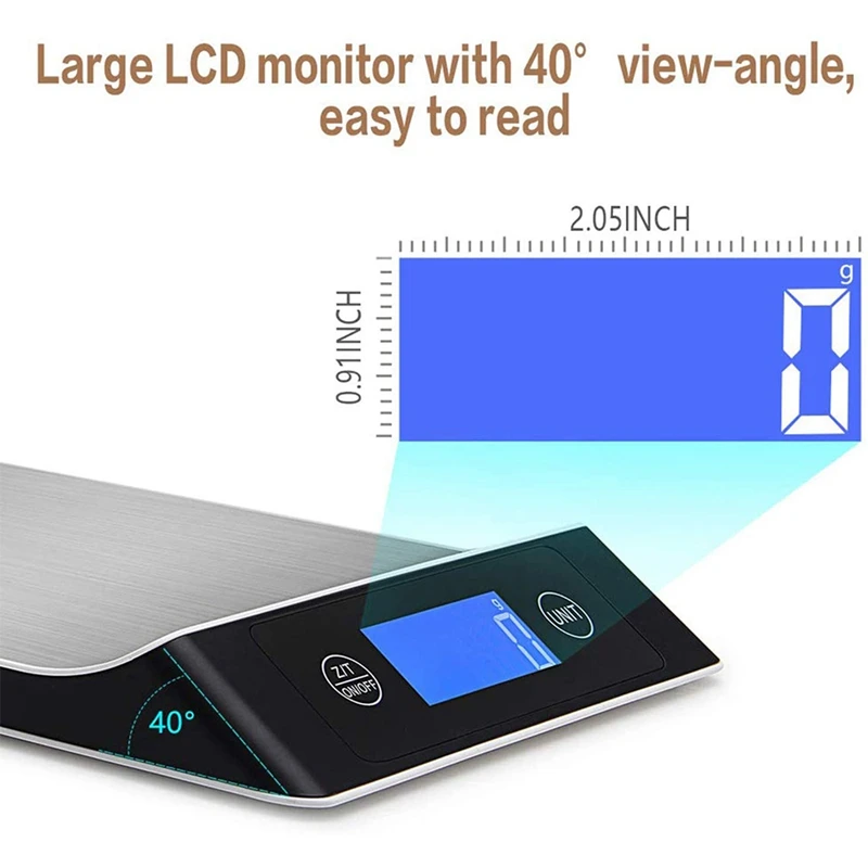 Kitchen Scale Digital Scale, Electronic Scale, 5Kg / 11Lb with Large LCD Display, Stainless Steel Food Scale 
Kitchen Scale Digital Scale, Electronic Scale, 5Kg / 11Lb with Large LCD Display, Stainless Steel Food Scale