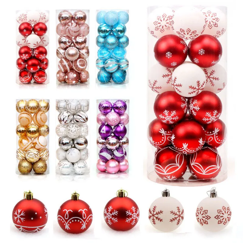 Фото 24 шт. Рождественские шары украшения для дерева подвесные елочные - купить