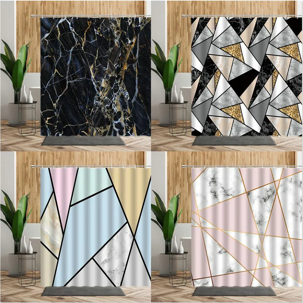 Marble Fabric Shower Curtain Geometric Pattern Bathroom Decor Waterproof Bathtub Partition With Hooks Home Bath Curtains Product 
Marble Fabric Shower Curtain Geometric Pattern Bathroom Decor Waterproof Bathtub Partition With Hooks Home Bath Curtains Product