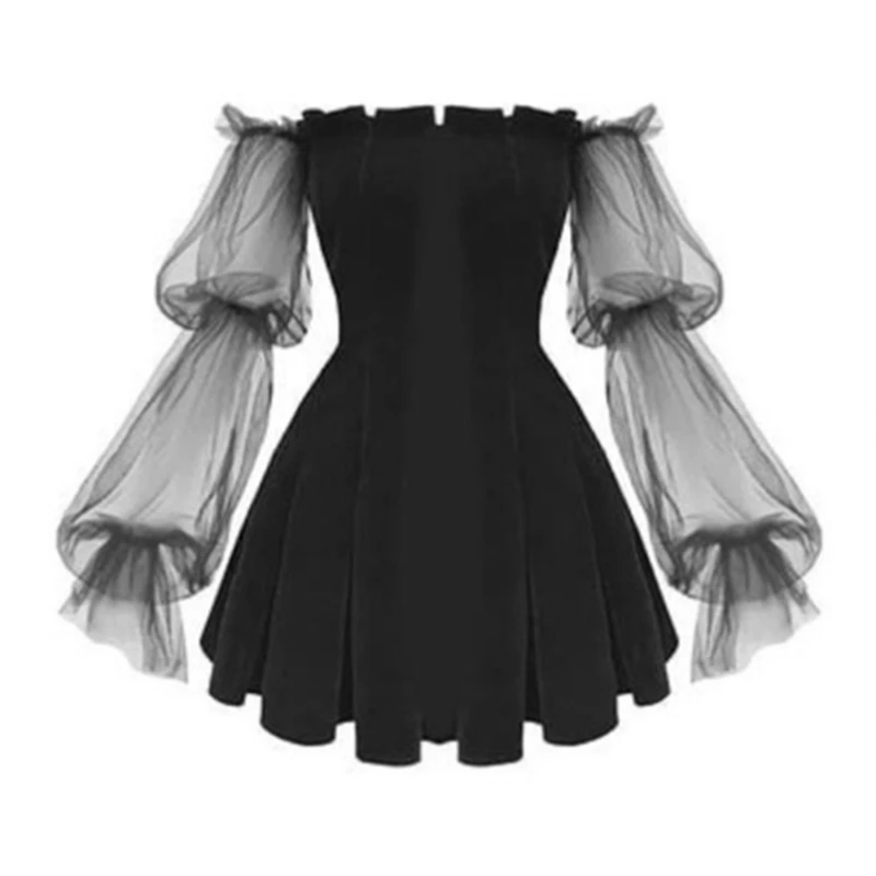 Gothic Sexy Dress Vintage Off Shoulder Lanter Sleeve Mesh Patchwork Velvet Mini Dress Dark Street Black Dress For Female
Gothic Sexy Dress Vintage Off Shoulder Lanter Sleeve Mesh Patchwork Velvet Mini Dress Dark Street Black Dress For Female