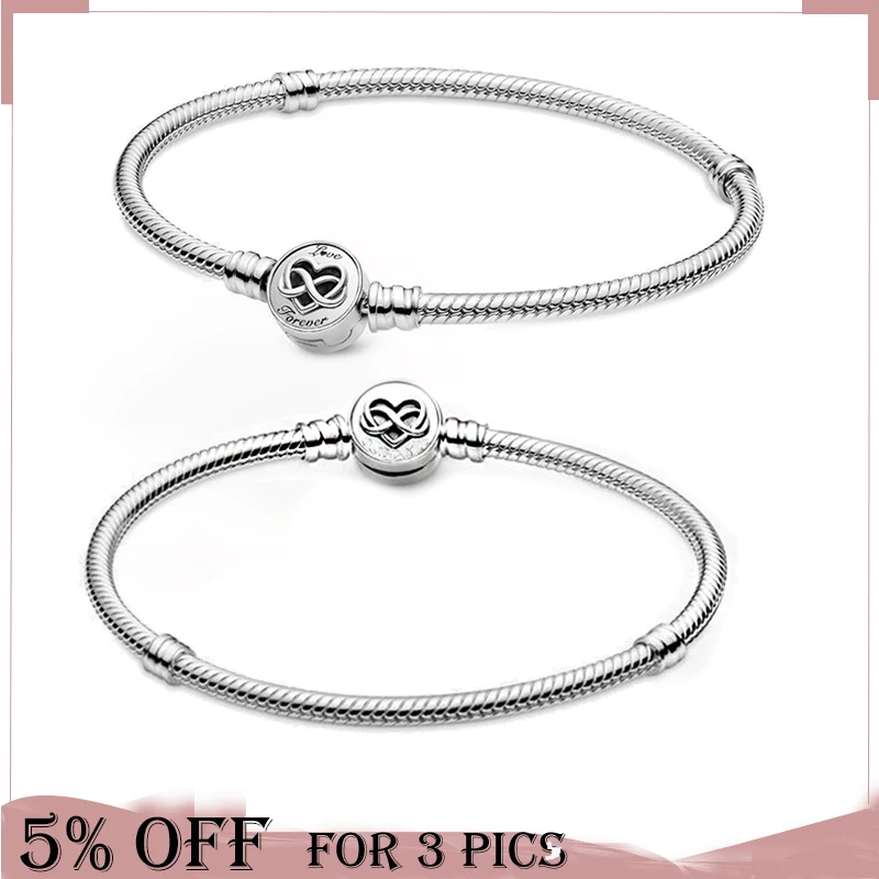 925 Sterling Silver Bracelets Heart Infinity Clasp Snake Chain Bracelet Women Fashion Original Jewelry Gift
925 Sterling Silver Bracelets Heart Infinity Clasp Snake Chain Bracelet Women Fashion Original Jewelry Gift
