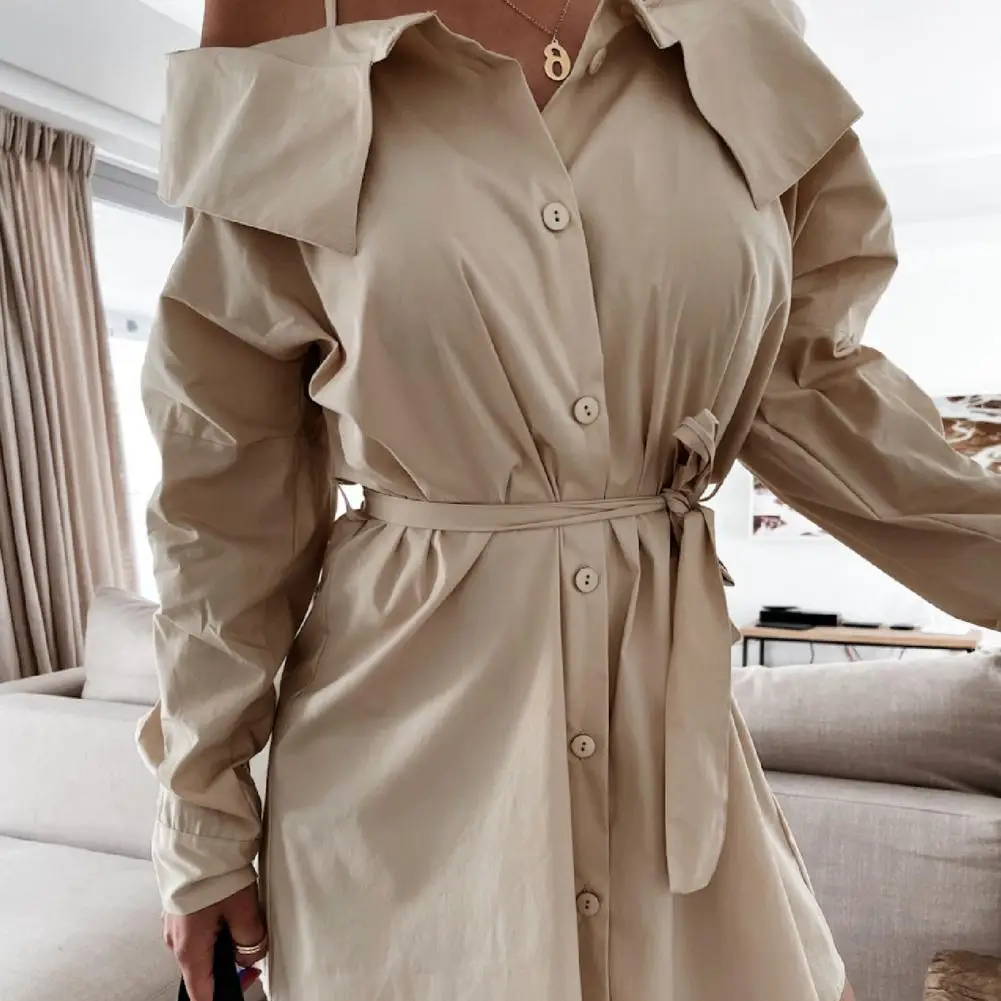 Женское однотонное платье-рубашка с открытыми плечами, на бретелях-спагетти, однобортное платье на шнуровке с длинным рукавом, лето 2021
Женское однотонное платье-рубашка с открытыми плечами, на бретелях-спагетти, однобортное платье на шнуровке с длинным рукавом, лето 2021