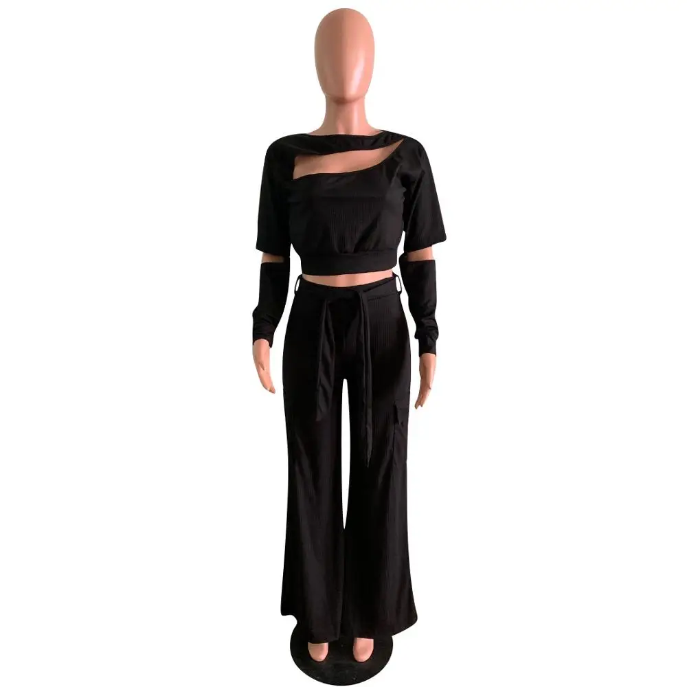 Sexy Knit Ribbed Autumn And Winter 2 Pieces Set Hollow Out Crop Top + Long Wide Pants Irregular Tracksuit Women Club Outfits
Sexy Knit Ribbed Autumn And Winter 2 Pieces Set Hollow Out Crop Top + Long Wide Pants Irregular Tracksuit Women Club Outfits