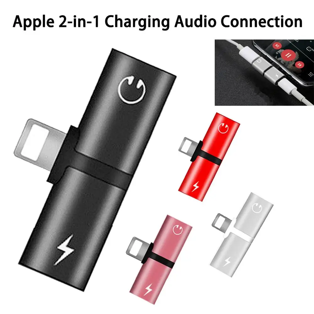 RU сток 2 в 1 для iPhone XR Аудио зарядки двойной адаптер сплиттер кабель Lightning Jack