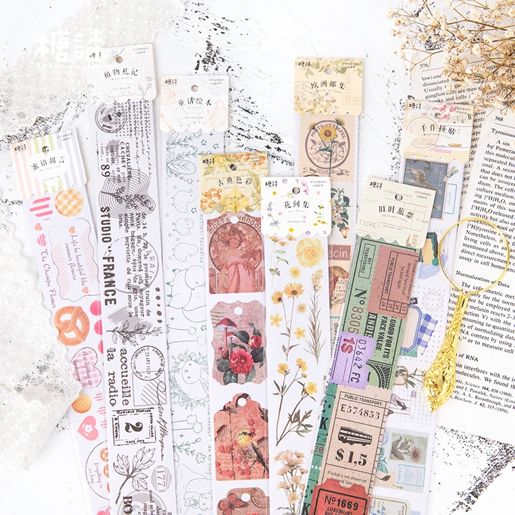 Винтажная Маскировочная лента с изображением времени поэзии наклейки цветами
