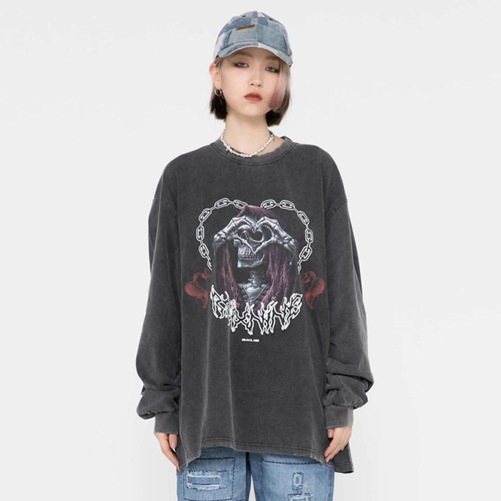Harajuku Men Hip Hop Sweatshirt Streetwear Oversize BLACKAIR Drak T Shirt Vintage Skeleton Print Long Sleeve Cotton Pullover
Harajuku Men Hip Hop Sweatshirt Streetwear Oversize BLACKAIR Drak T Shirt Vintage Skeleton Print Long Sleeve Cotton Pullover