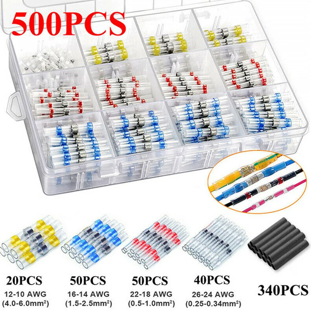 500PCS Waterproof Solder Sleeve Butt Wire Connector Terminal Heat Shrinkable Tube Terminal Connector Assortment Kit Tool Set
500PCS Waterproof Solder Sleeve Butt Wire Connector Terminal Heat Shrinkable Tube Terminal Connector Assortment Kit Tool Set