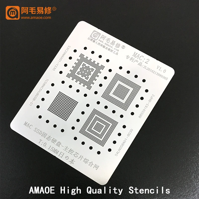 Amaoe MAC2 Amaoe For Macbook SSD BGA Stencil Reballing IC Chip Tin Plant Net Solder Heating Template 0.15mm Thicknes
Amaoe MAC2 Amaoe For Macbook SSD BGA Stencil Reballing IC Chip Tin Plant Net Solder Heating Template 0.15mm Thicknes