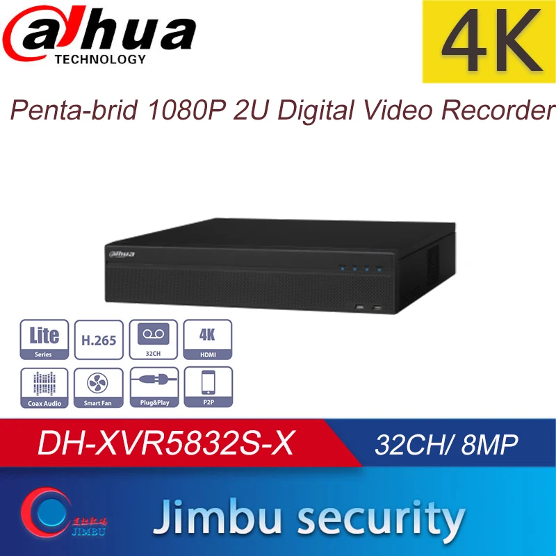 Сетевой видеорегистратор Dahua XVR видеонаблюдения видеомагнитофон DH XVR5832S X 4K H.265 32CH