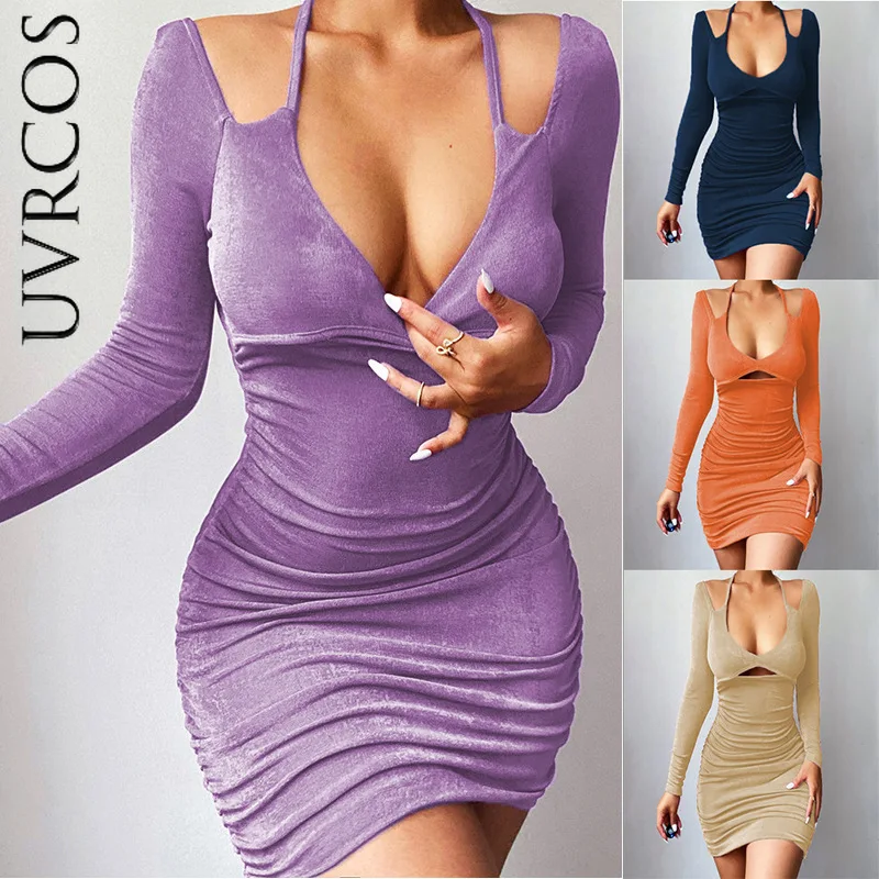 Autumn Fashion Sexy Neck Mounted Draped Mini Dress Club Outfits for Women Elegant Party Long Sleeve Deep V Neck Ruched Dresses
Autumn Fashion Sexy Neck Mounted Draped Mini Dress Club Outfits for Women Elegant Party Long Sleeve Deep V Neck Ruched Dresses