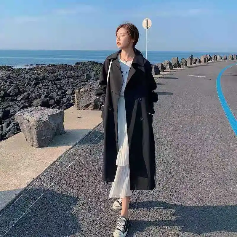 Casual Windbreaker Women's Korean Midi Long Coat England Fashion New Spring Autumn Leisure Trench Coat Office Lady Streetwear
Casual Windbreaker Women's Korean Midi Long Coat England Fashion New Spring Autumn Leisure Trench Coat Office Lady Streetwear