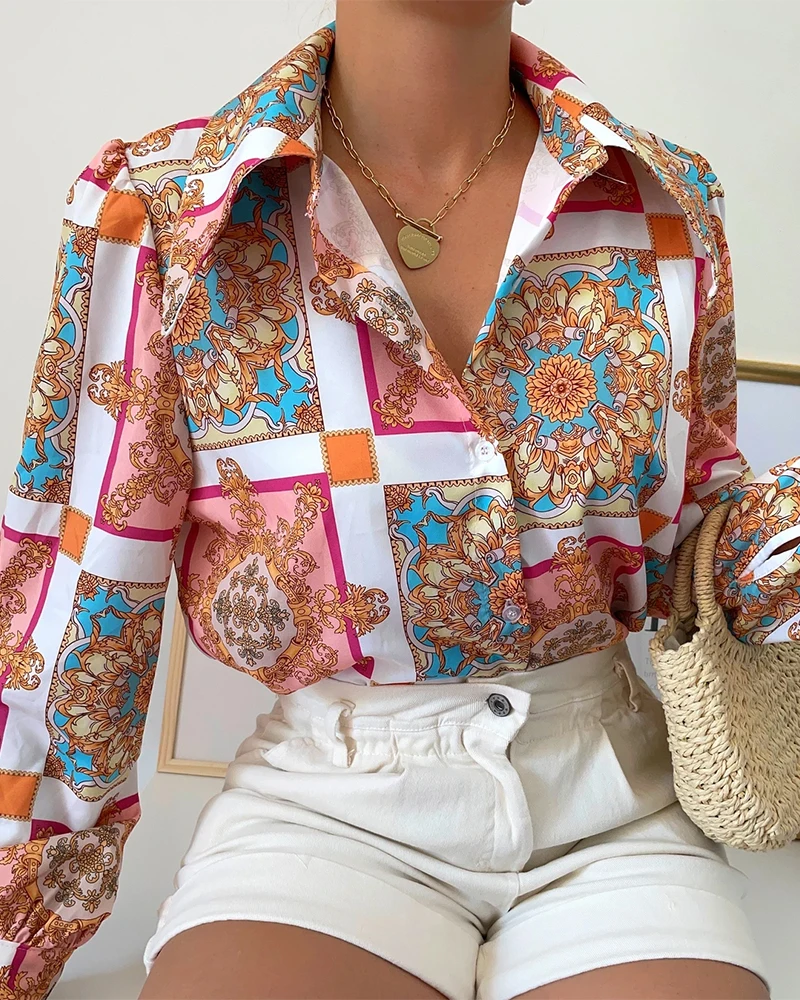 2021 Autumn New Casual Women Elegant Floral Print Blouse Shirt Long Sleeve Button Tops Lady Sexy Bandage Turn-Down Collar Blusa
2021 Autumn New Casual Women Elegant Floral Print Blouse Shirt Long Sleeve Button Tops Lady Sexy Bandage Turn-Down Collar Blusa