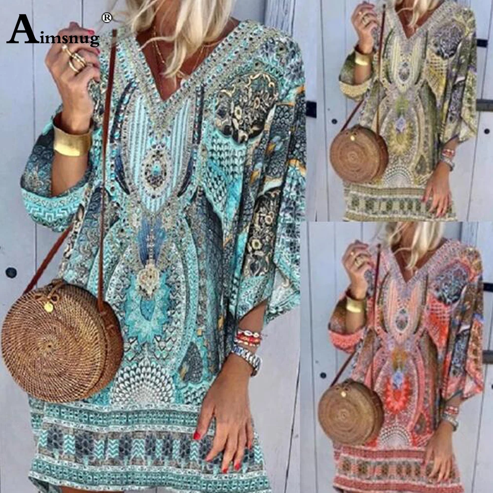 Plus size 3XL Boho Vintage Short Dress V-neck Three Quarter Sleeve Bohemian New Summer Elegant Ladies Casual Mini Dresses Femme
Plus size 3XL Boho Vintage Short Dress V-neck Three Quarter Sleeve Bohemian New Summer Elegant Ladies Casual Mini Dresses Femme