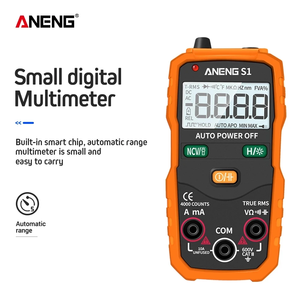 ANENG S1 4000 Count Digital AC/DC Voltage Current Multimeter True RMS Auto Range LCD Automatic Professional Multimetro Tester
ANENG S1 4000 Count Digital AC/DC Voltage Current Multimeter True RMS Auto Range LCD Automatic Professional Multimetro Tester
