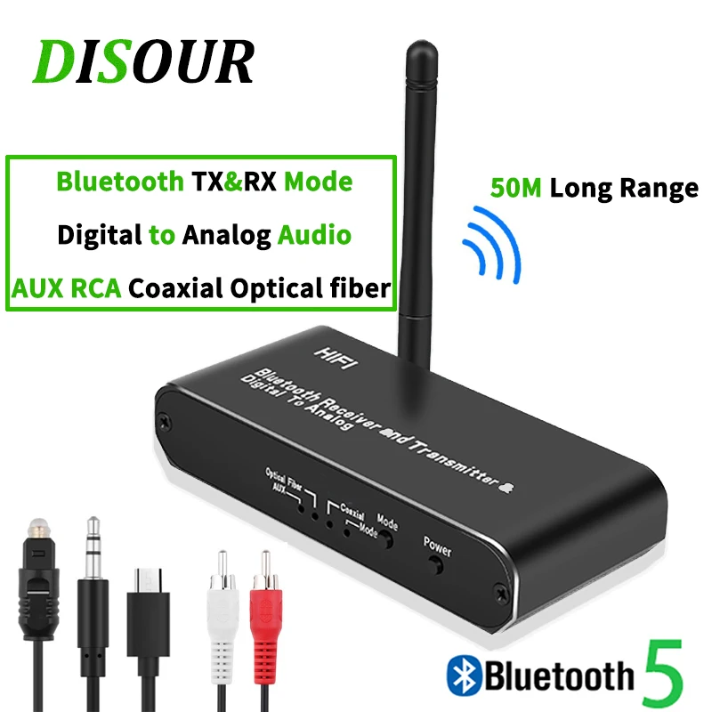 DISOUR 3 IN 1 Audio Decoder Digital to Analog Converter Bluetooth 5.0 Audio Receiver Transmitter 3.5MM AUX Coaxial Optical fiber
DISOUR 3 IN 1 Audio Decoder Digital to Analog Converter Bluetooth 5.0 Audio Receiver Transmitter 3.5MM AUX Coaxial Optical fiber