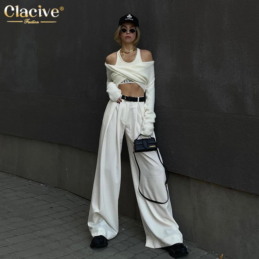 Clacive Winter Loose White Office Women'S Pants 2022 Elegant High Waist Wide Trousers Female Casual Pleated Full Length Pants
Clacive Winter Loose White Office Women'S Pants 2022 Elegant High Waist Wide Trousers Female Casual Pleated Full Length Pants