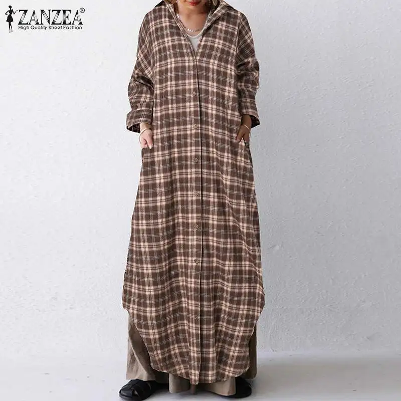 ZANZEA Women Plaid Checked Shirt Dress Autumn Sundress Vintage Lapel Neck Long Sleeve Buttons Down Vestido Oversize Maxi Dresses
ZANZEA Women Plaid Checked Shirt Dress Autumn Sundress Vintage Lapel Neck Long Sleeve Buttons Down Vestido Oversize Maxi Dresses