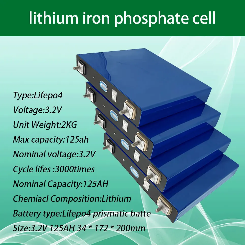 8pcs 3.2v125ah 280ah lifepo4 battery lithium iron phosphate electric vehicle solar energy storage system rechargeable battery
8pcs 3.2v125ah 280ah lifepo4 battery lithium iron phosphate electric vehicle solar energy storage system rechargeable battery