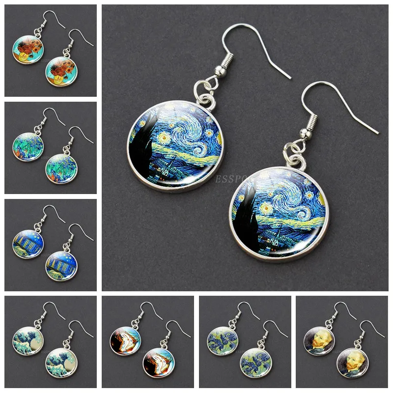 Van Gogh Oil Painting Stainless Steel Drop Earrings Glass Cabochon Dangle Hook Earrings Silver Color Women Jewelry Wholesale
Van Gogh Oil Painting Stainless Steel Drop Earrings Glass Cabochon Dangle Hook Earrings Silver Color Women Jewelry Wholesale
