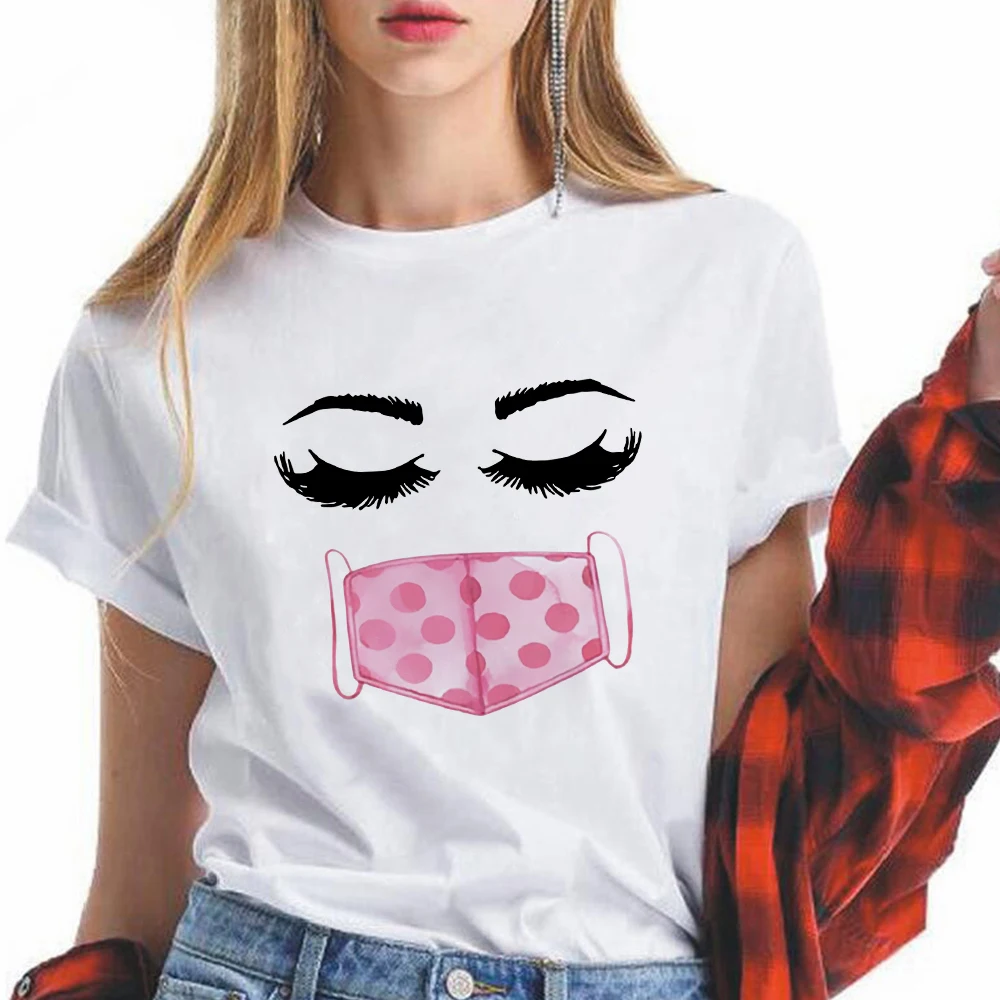 Women T Shirt Fashion Face Mask Eyelash Print Edgy Casual Girl Can Do Anything Trend Spring 2021 90s Aesthetic Designer Harajuku
Women T Shirt Fashion Face Mask Eyelash Print Edgy Casual Girl Can Do Anything Trend Spring 2021 90s Aesthetic Designer Harajuku