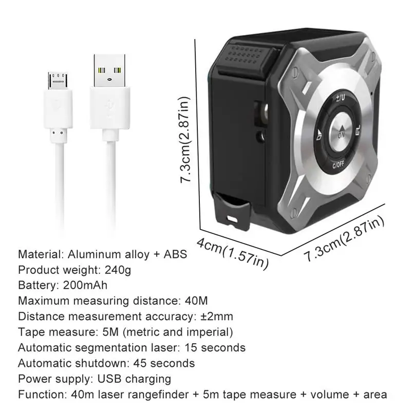 40M USB Rechargeable Digital Measuring Tape With Roll Cord Mode Laser Tape Measure Ruler Construction Measuring Tools
40M USB Rechargeable Digital Measuring Tape With Roll Cord Mode Laser Tape Measure Ruler Construction Measuring Tools